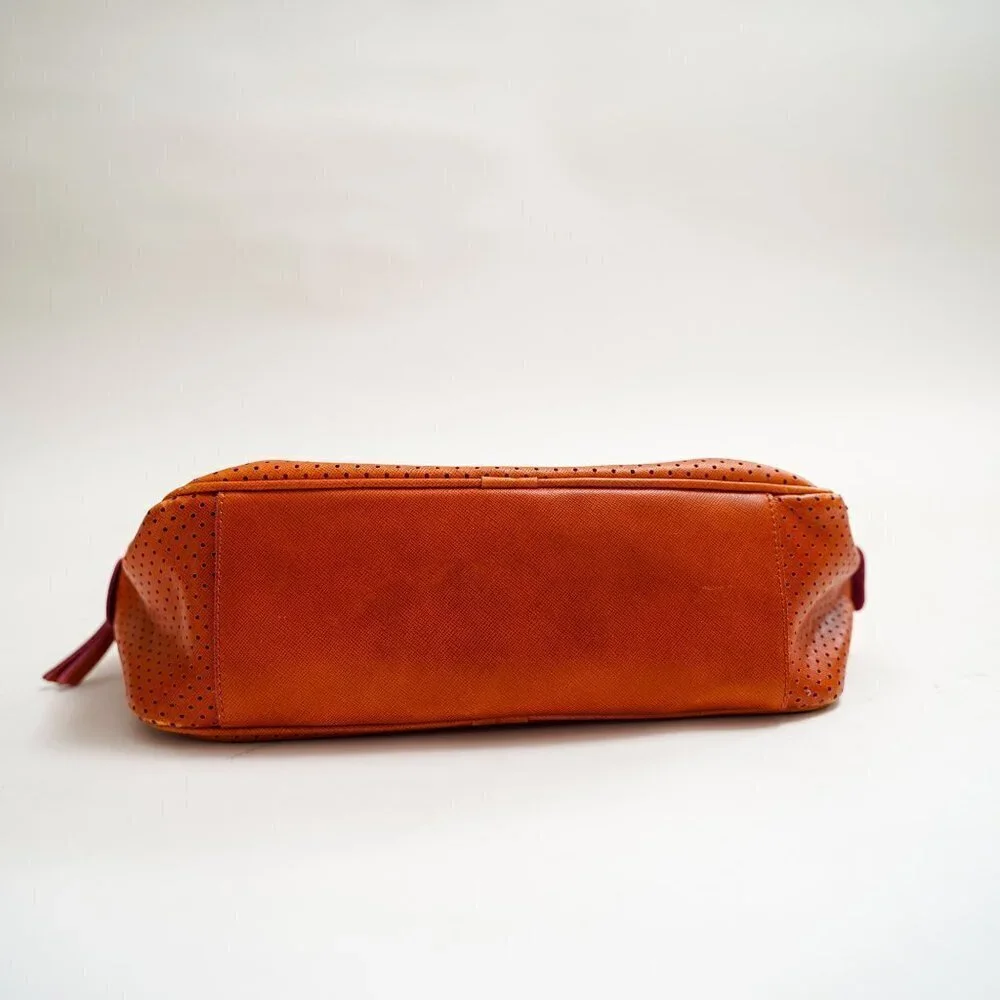 Innue Vintage Orange Perforated Leather Handbag